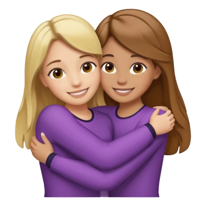 Girls with brown and one with blonde haar hugging and smiling sticker