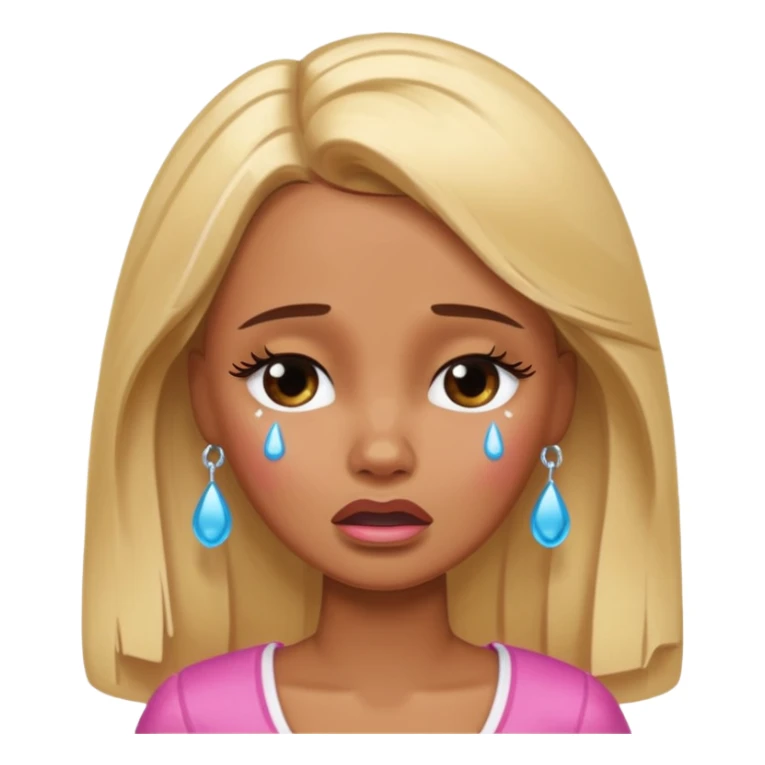 brown skin blonde barbie crying with tears  sticker
