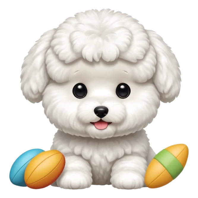 Bichon Frisé dog playing with toys sticker