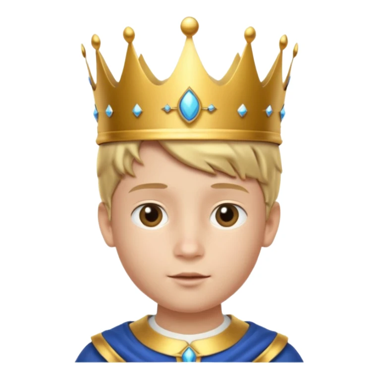 Royal Kid boy with fancy crown head 3d only face half rotate sticker