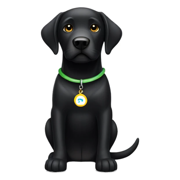 black Labrador with milo writen on its collar sticker