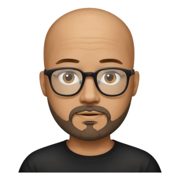 Bald male, black glasses, goatee beard, realistic portrait sticker