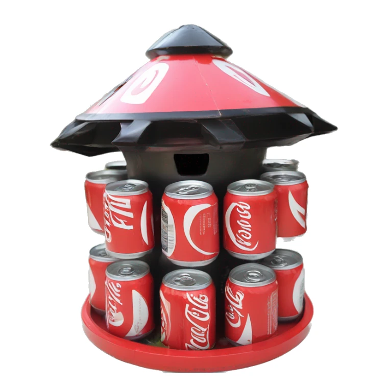 Vanilla Coke cans made into 1 UFO alien spaceship shaped birdhouse  sticker