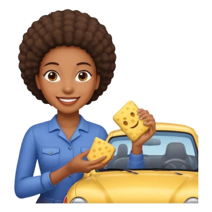 car washer black woman with car  sticker