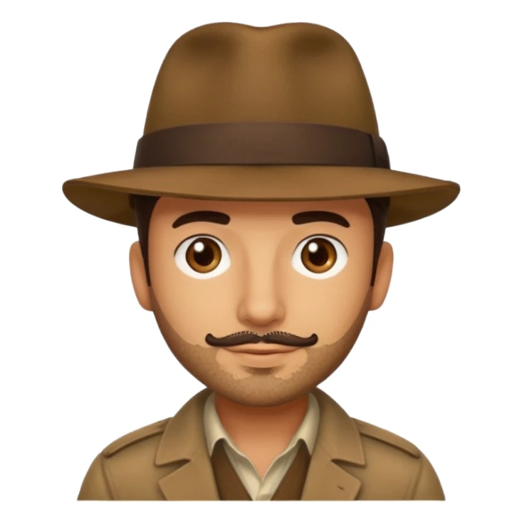 Man with stubble and olive skin wearing brown fedora sticker