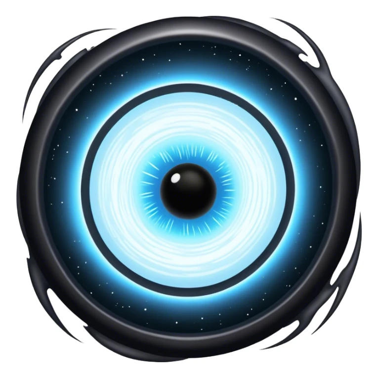 event horizon of a black hole displayed alongside sticker