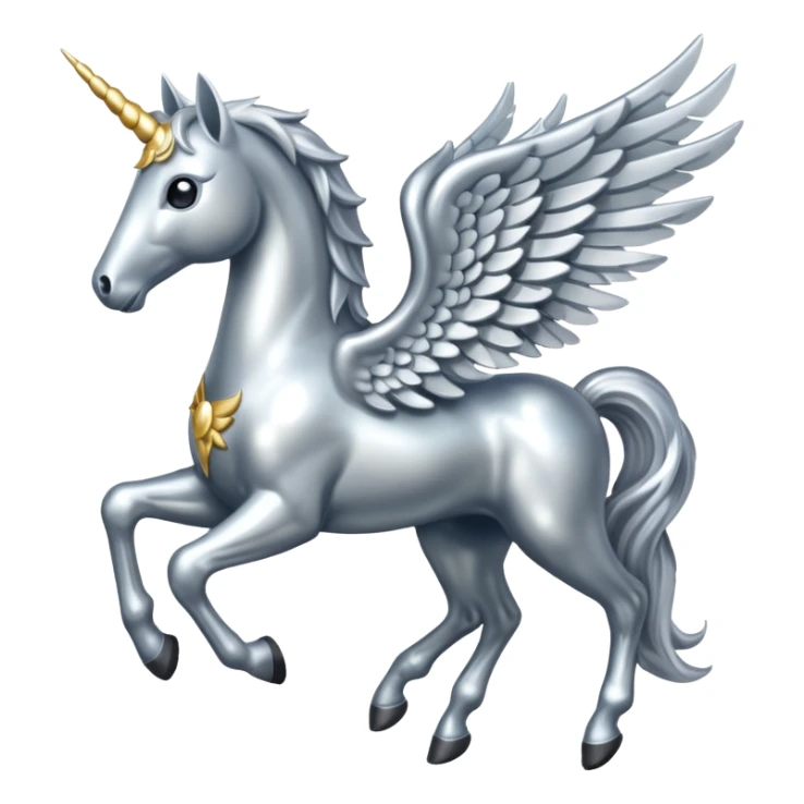 Silver horse with wings full body  sticker