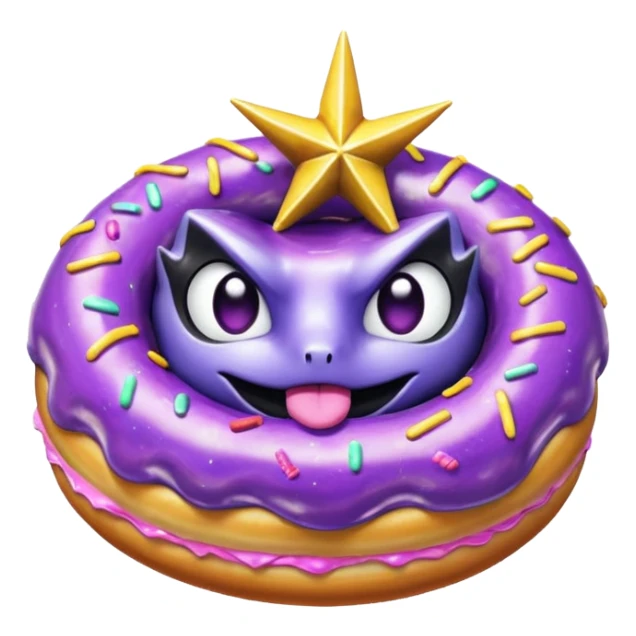 Necrozma Dusk Mane eating a sugary donut sticker