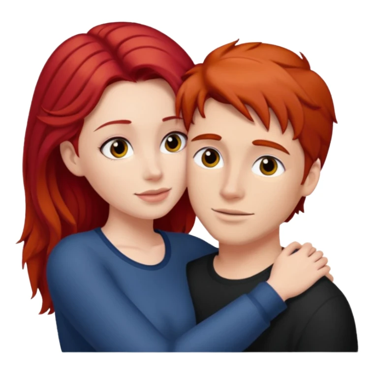 Red haired girl with white guy dark hair  romance sticker