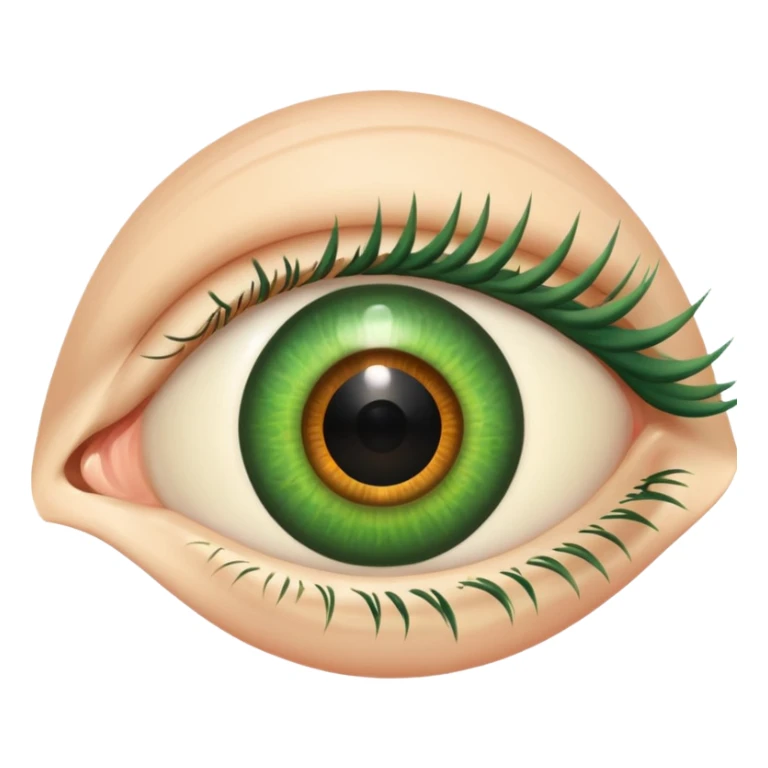 an eye with a green iris and human skin-colored eyelids sticker