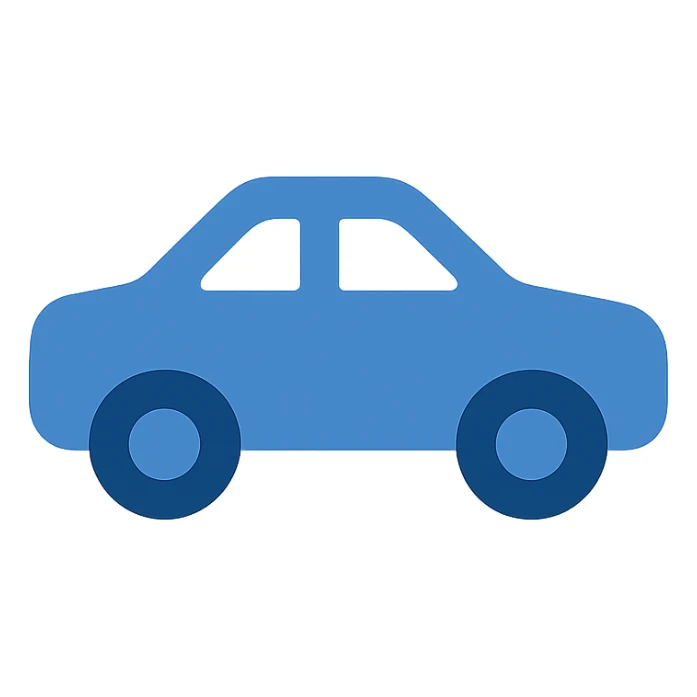 car, flat color icon style, bold shapes, minimal details sticker