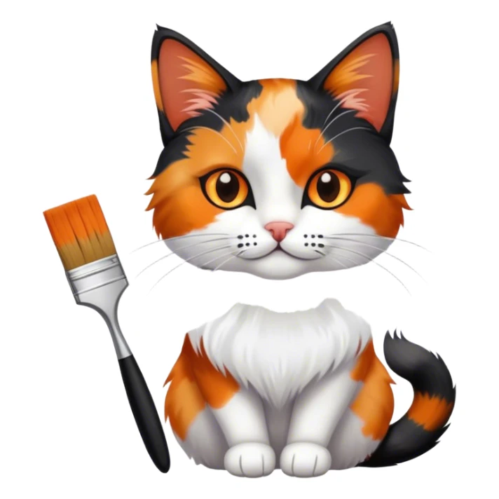 a cat is painting a pictue sticker