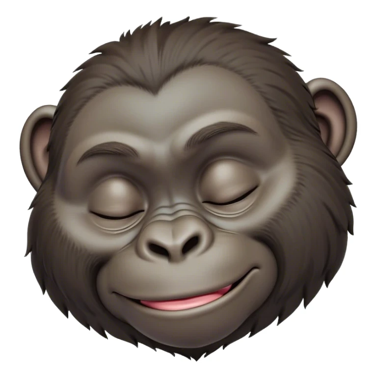 Meme-Worthy cute Sleeping Gorilla Portrait Emoji, Head resting peacefully with a contented smile, showcasing a luxuriant, thick Fur and eyes gently closed in serene slumber, Simplified yet hilariously adorable features, highly detailed, glowing with a soft, drowsy jungle light, high shine, relaxed and utterly lovable, stylized with an air of playful laziness, bright and heartwarming, soft glowing outline, capturing the essence of a sleeping gorilla that feels destined to become the next viral sensation of adorable rest! sticker