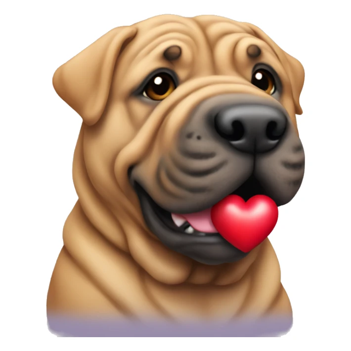 a sharpei dog holding a heart  sticker