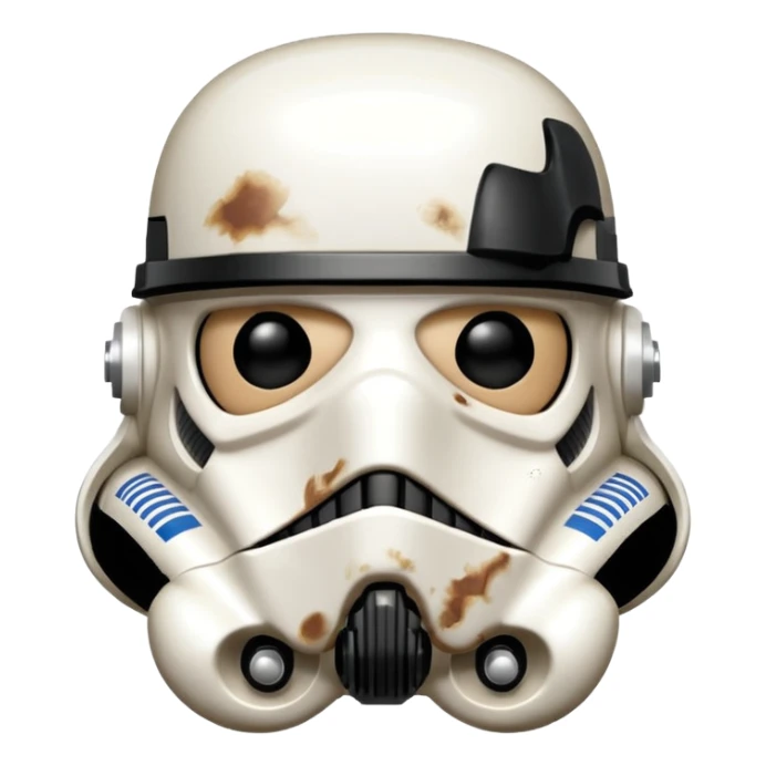 cartoon-style TK421 stormtrooper. Generate it to show the face has an expression like he made a mistake. Similar to a grimace face sticker