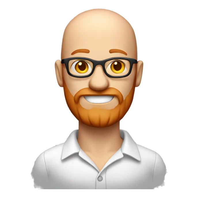 3d almost bald man with red glasses and ginger beard wearing modern shirt sticker