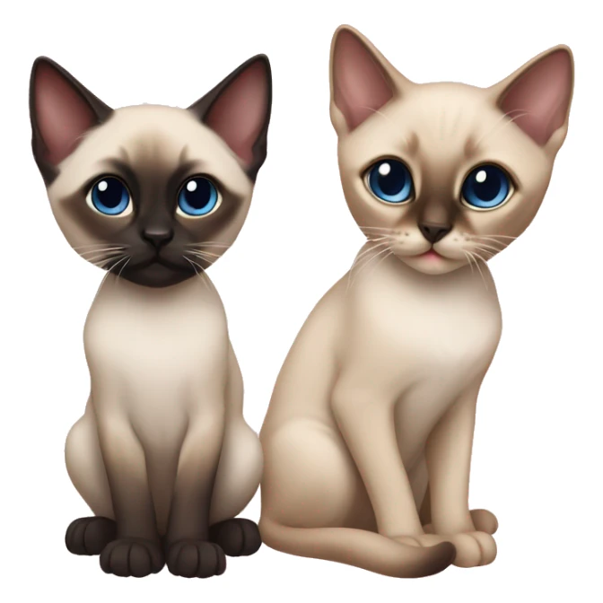A boy Siamese kitten and a girl Siamese kitten sticker