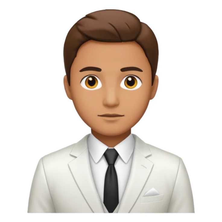 businessman, tan skin, black eyes, white suit sticker
