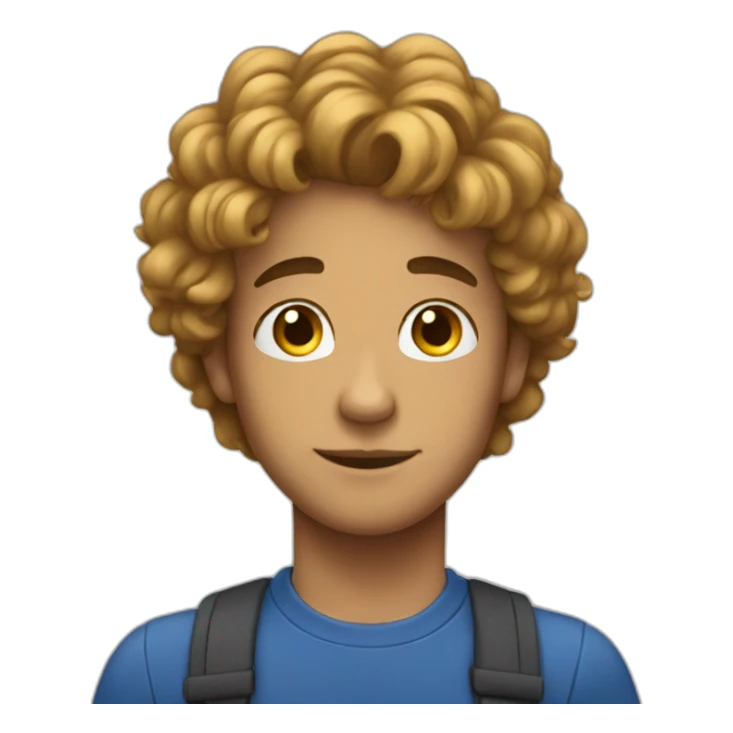 a young man with big blue lockes and he has stars sticker