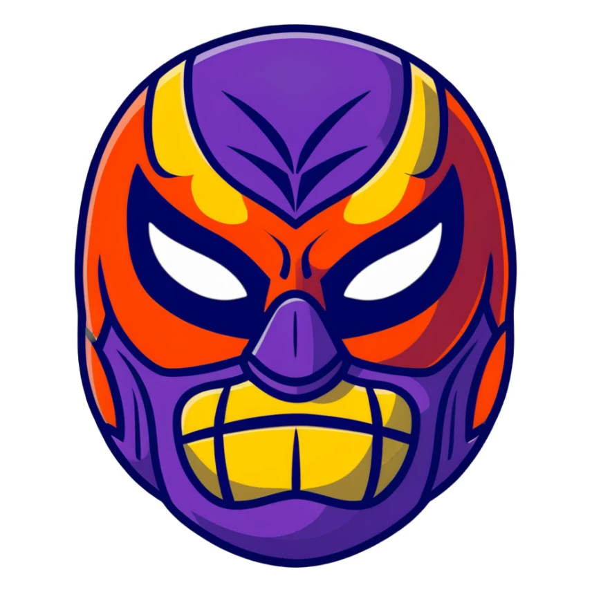 colorful sinister luchador mask with scary features sticker