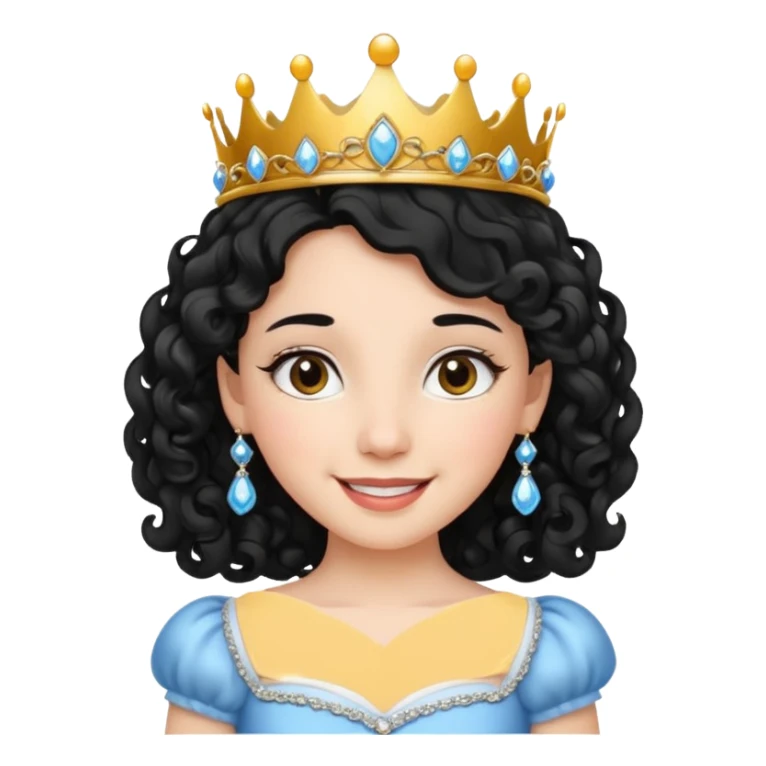 Princesa banca con el pelo rizado y el pelo negro  sticker