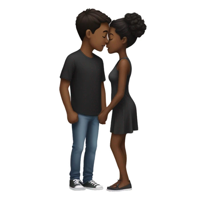 Brunette boy and black girl kissing sticker