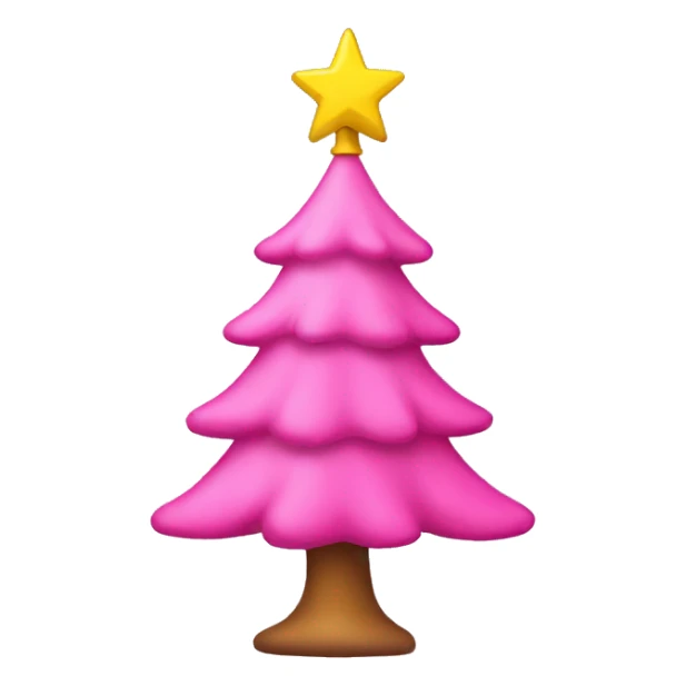 pink christmas tree with yellow star on top sticker