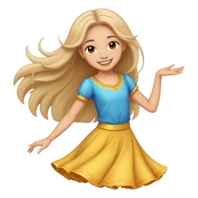 Smiling girl with long hair dancing sticker