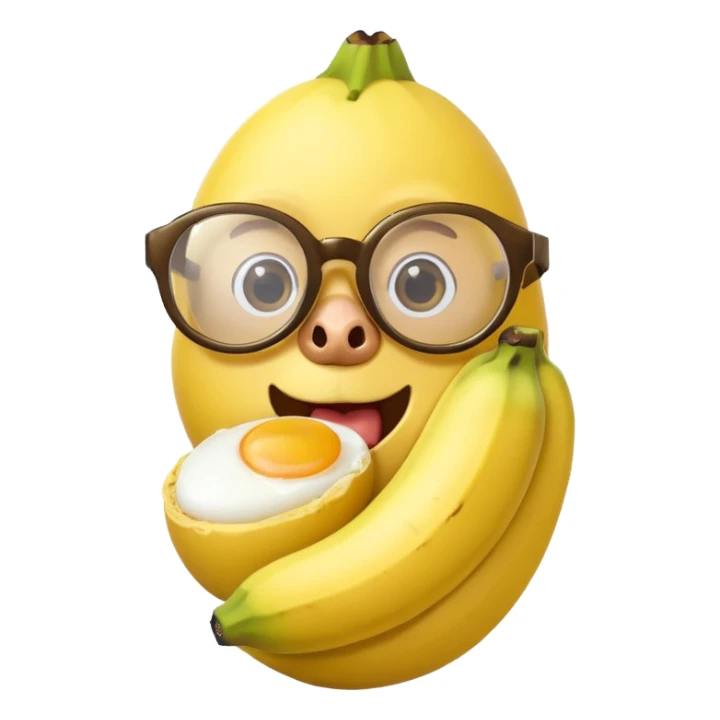 A banana eating a egg with glasses on sticker