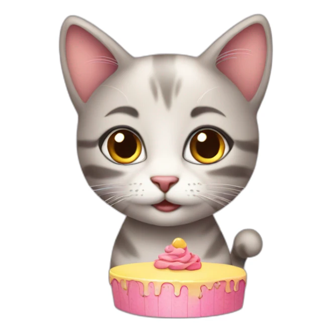 girl kitten birthday sticker