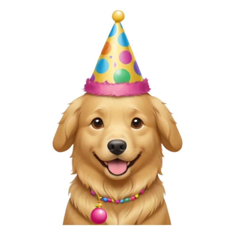 golden retriever at a birthday party sticker