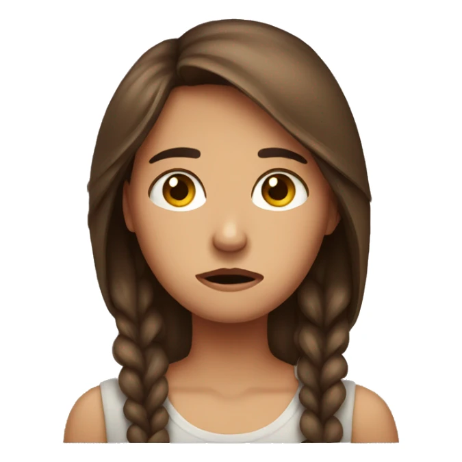 brown hair girl upset sticker