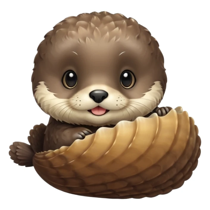 baby sea otter pup with scallop sticker