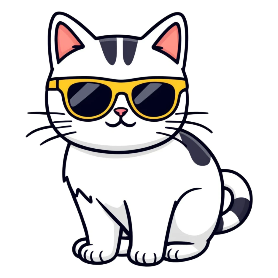 Cat with sunglasses saying happy birthday  sticker