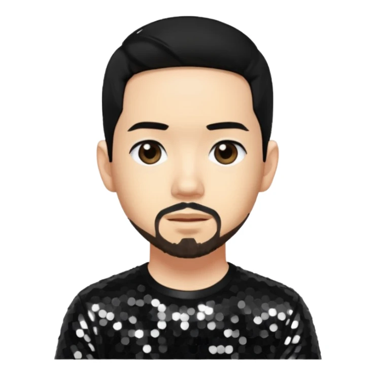 Mike Shinoda with black hair, black sequin shirt sticker