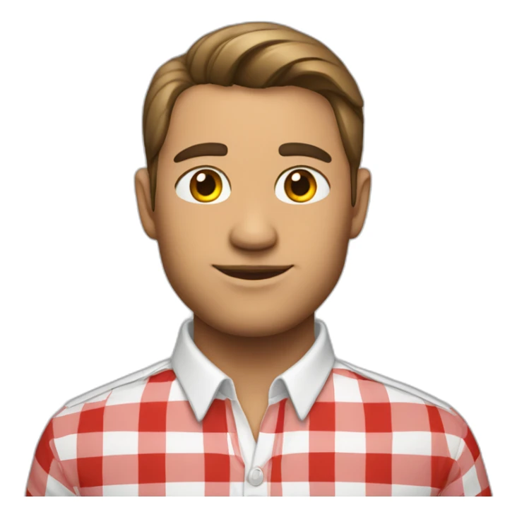 A handsome man wearing a red and white shirt sticker