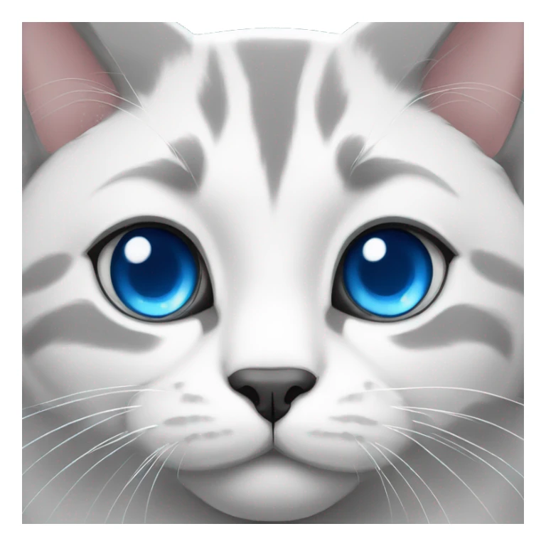 White, gray, and fat cat with blue eyes sticker