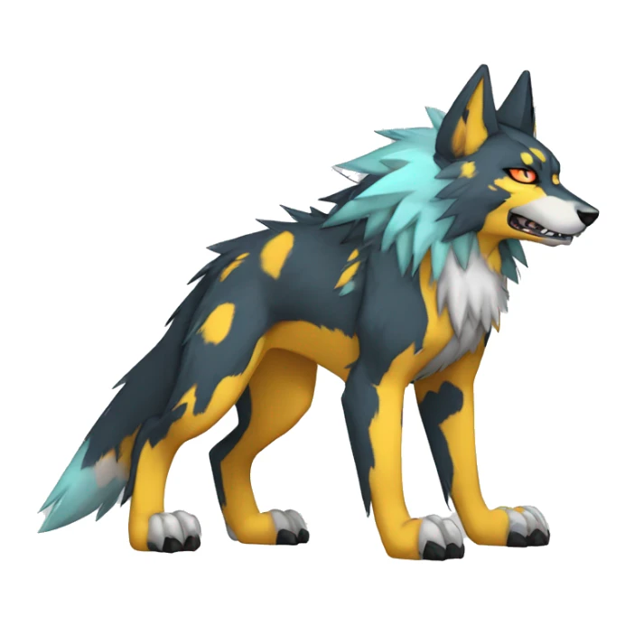  Cool Edgy Colorful Digimon-Fakemon-Wolf with edgy markings full body sticker
