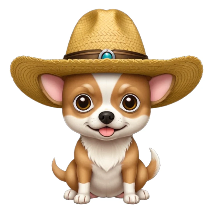 Chihuahua negro con cafe con sombrero de paja sticker