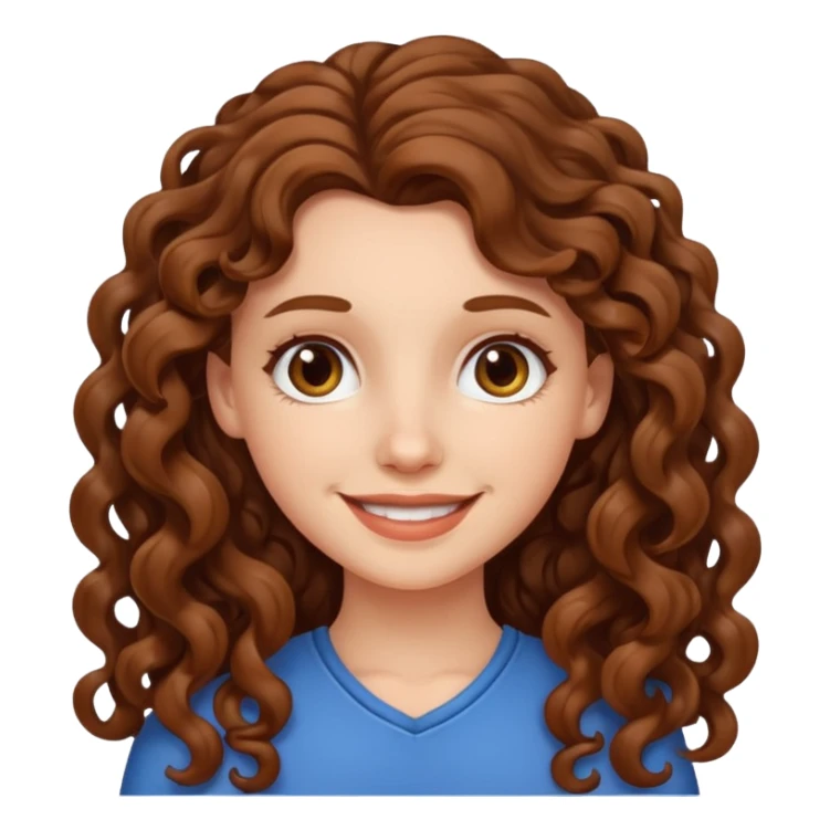 white girl with long brown curly hair sticker