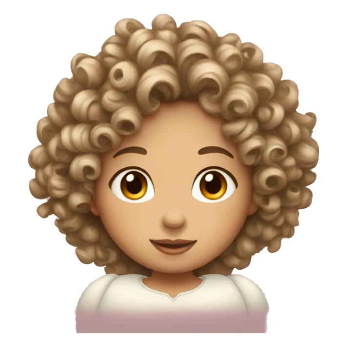 pretty angel with curly hair with heart sticker
