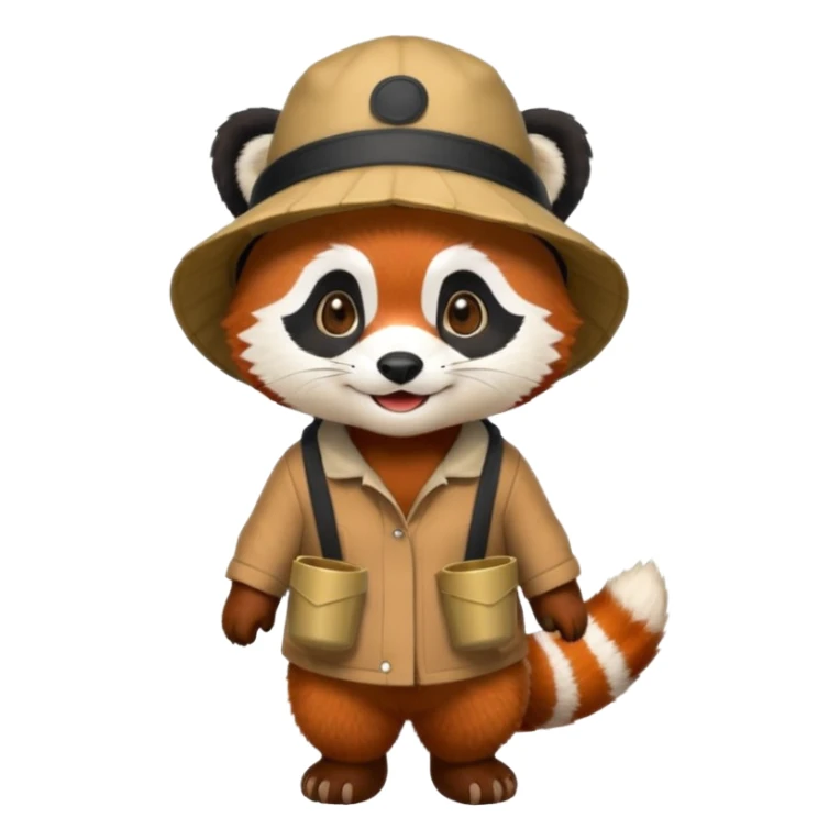 red panda wearing bucket hat, full body sticker