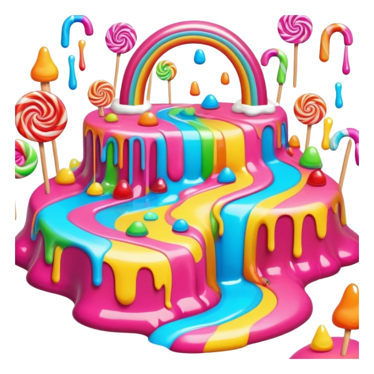 surreal melting neon rainbow candy land landscape sticker