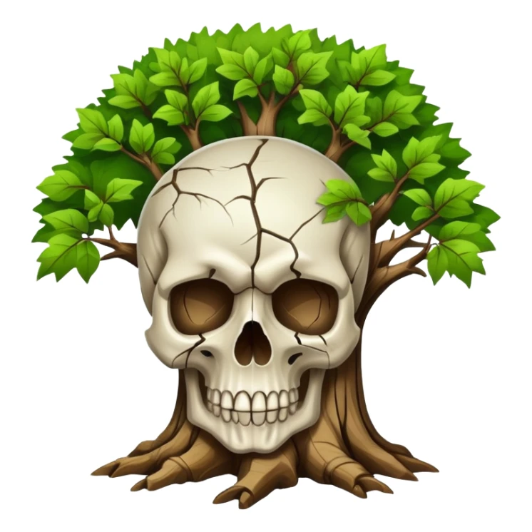 skull with a tree growing out of it sticker