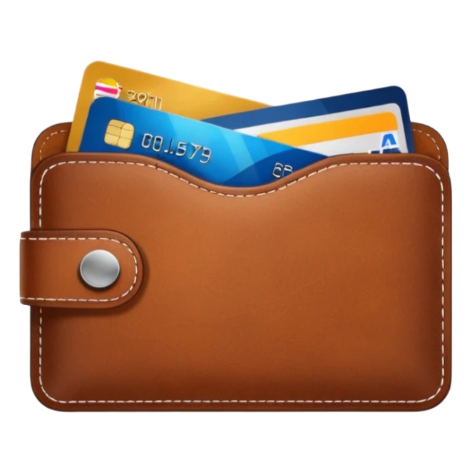 portefeuille marron avec billet et carte bancaire sticker