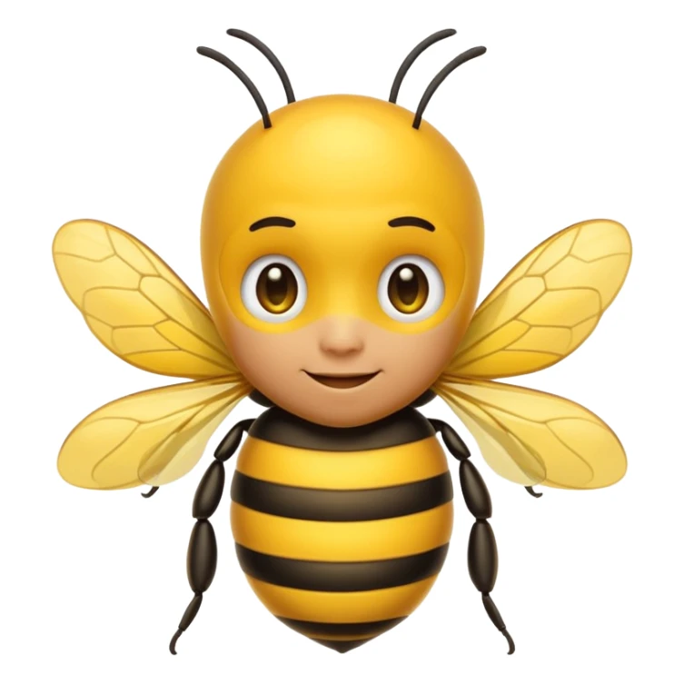 Convert this into a cute emoji-style bee with a human male face. Use bold outlines, bright colors, smooth shading, and a clean glossy sticker look. Transparent or white background. sticker
