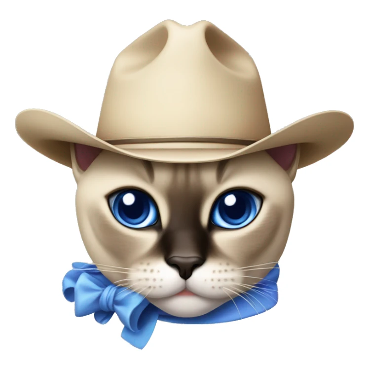 Fat Siamese cat crossed blue eyes lavender cowboy hat sticker