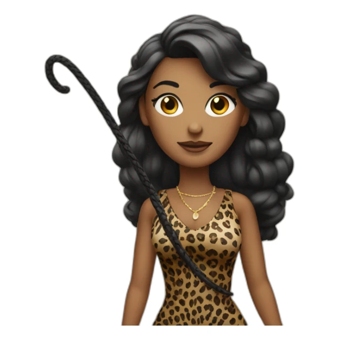 Woman in loepard dress with a whip sticker