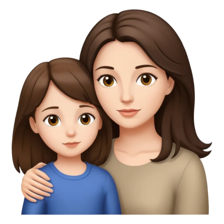 mother and daughter with brunette hair sticker