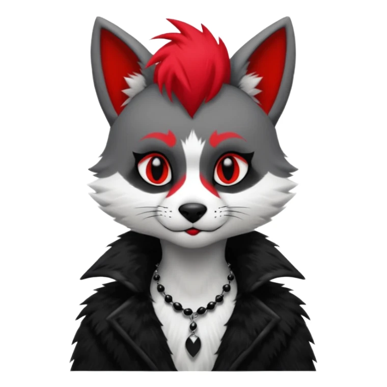 Anthropomorphic Anthro Furry punky gothic black white and red badass cool stylish handsome smexy Animal-furry-fursona sticker